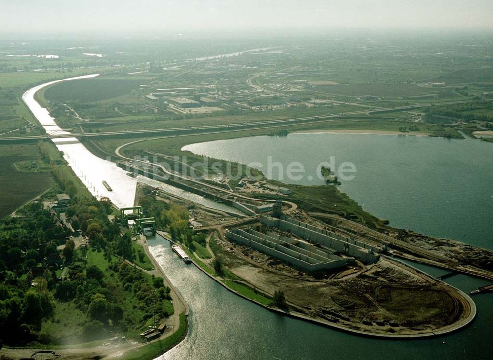 Rothensee aus der Vogelperspektive: Bau der Schleuse Rothensee am Schiffshebewerk Rothensee am Wasserstraßenkreuz Magdeburg.