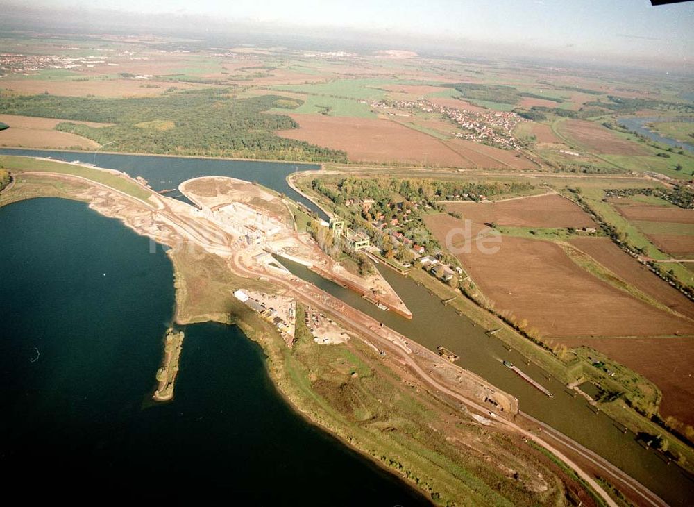 Rothensee aus der Vogelperspektive: Bau der Schleuse Rothensee am Schiffshebewerk Rothensee am Wasserstraßenkreuz Magdeburg.