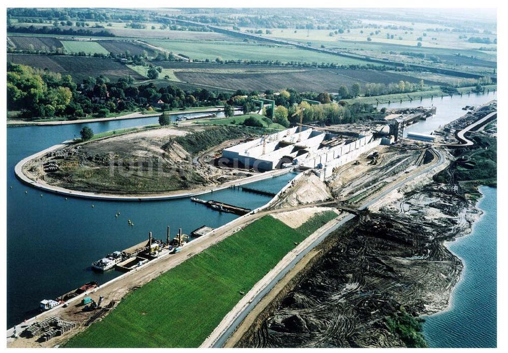 Rothensee aus der Vogelperspektive: Bau der Schleuse Rothensee am Schiffshebewerk Rothensee am Wasserstraßenkreuz Magdeburg.