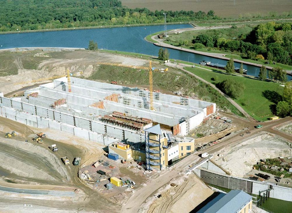 Rothensee aus der Vogelperspektive: Bau der Schleuse Rothensee am Schiffshebewerk Rothensee am Wasserstraßenkreuz Magdeburg.