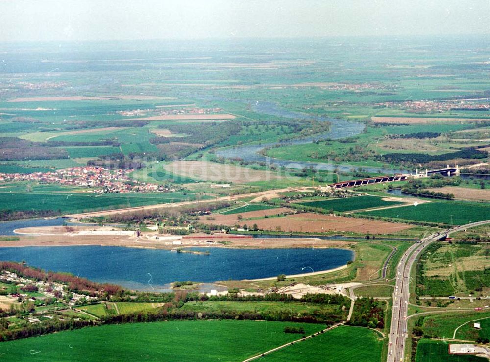 Rothensee aus der Vogelperspektive: Bau der Schleuse Rothensee am Schiffshebewerk Rothensee am Wasserstraßenkreuz Magdeburg.