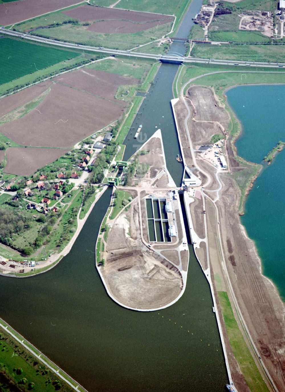 Luftbild Rothensee - Bau der Schleuse Rothensee am Schiffshebewerk Rotrhensee am Wasserstraßenkreuz Magdeburg.