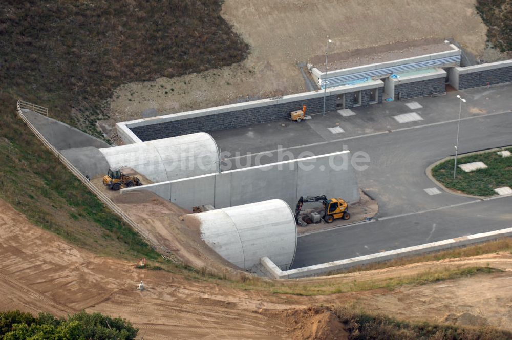 Luftaufnahme Heldrungen - Bau des Schmücketunnels bei Heldrungen in Thüringen