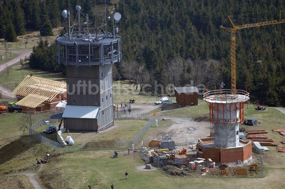 Luftaufnahme GEHLBERG - Bau des Schneekopf- Turmes bei Gehlberg in Thüringen