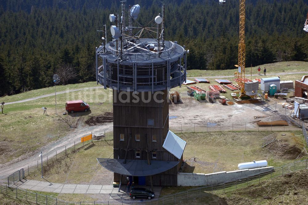 GEHLBERG von oben - Bau des Schneekopf- Turmes bei Gehlberg in Thüringen