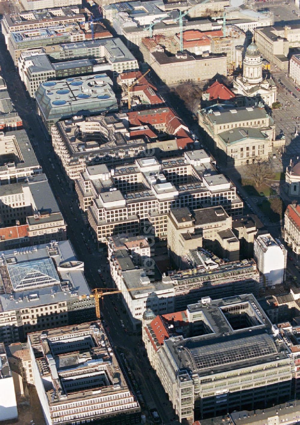 Berlin von oben - Bau des Siemens-Centers in der Friedrichstraße / Leipziger Straße in Berlin-Mitte.