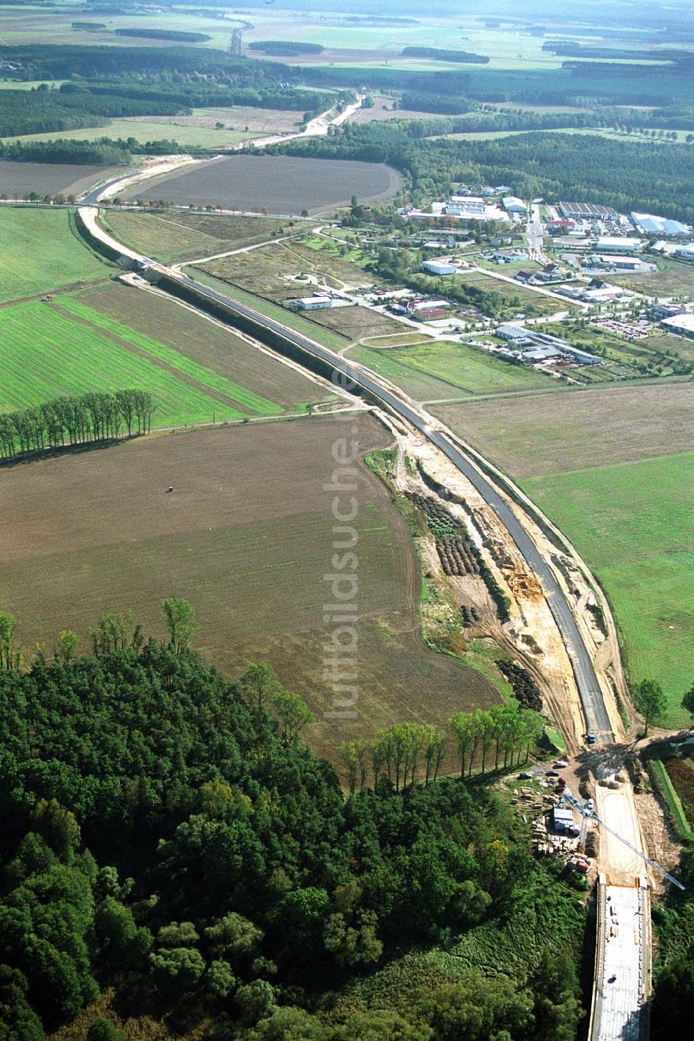 Belzig von oben - Bau der östlichen Ortsumgehungsstraße in Belzig