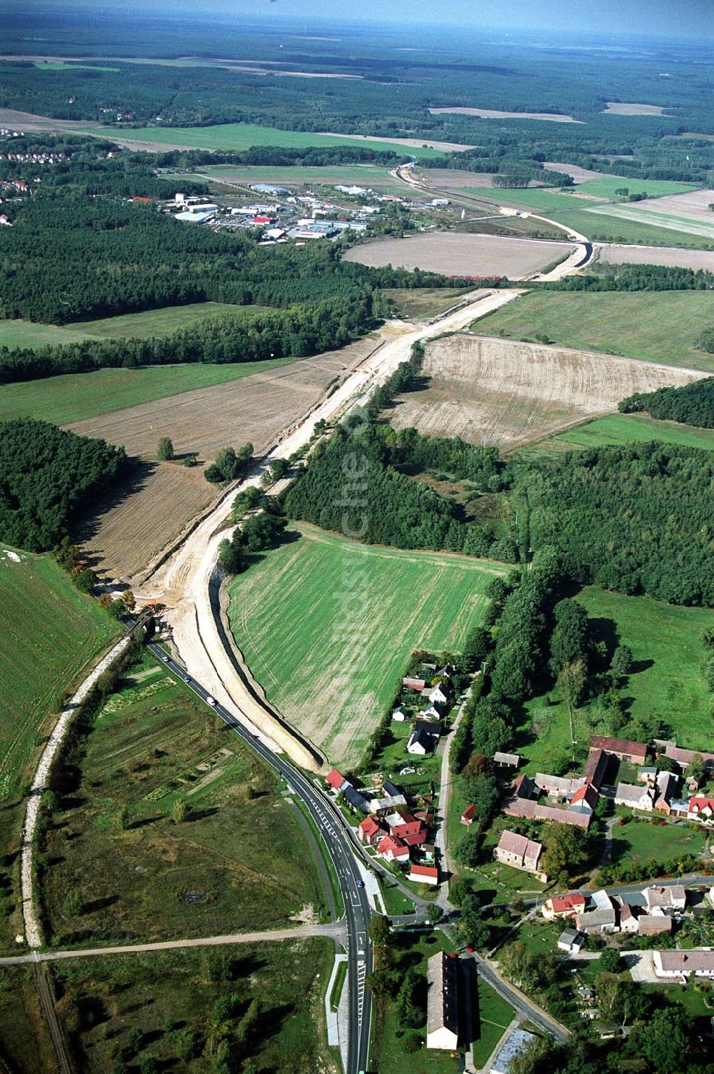 Luftbild Belzig - Bau der östlichen Ortsumgehungsstraße in Belzig