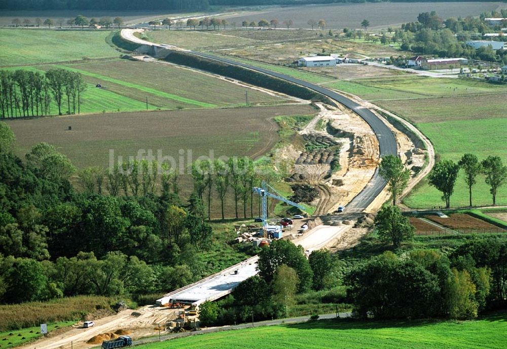 Belzig von oben - Bau der östlichen Ortsumgehungsstraße in Belzig