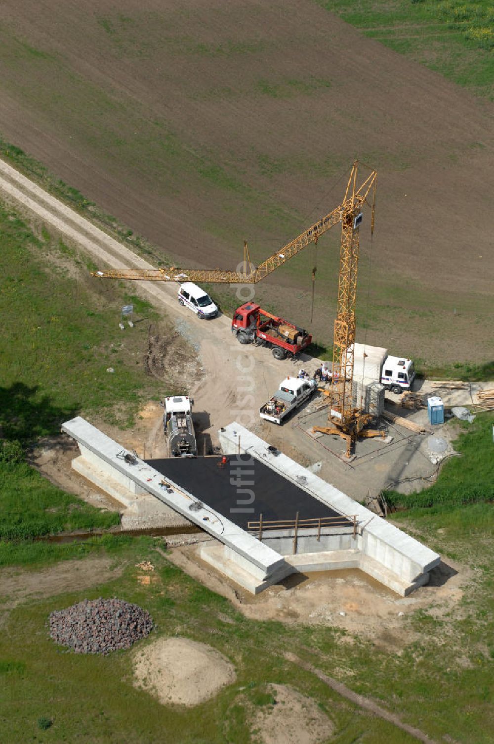 Luftaufnahme Oebisfelde - Bau der Umgehungsstraße der B188 um Oebisfelde