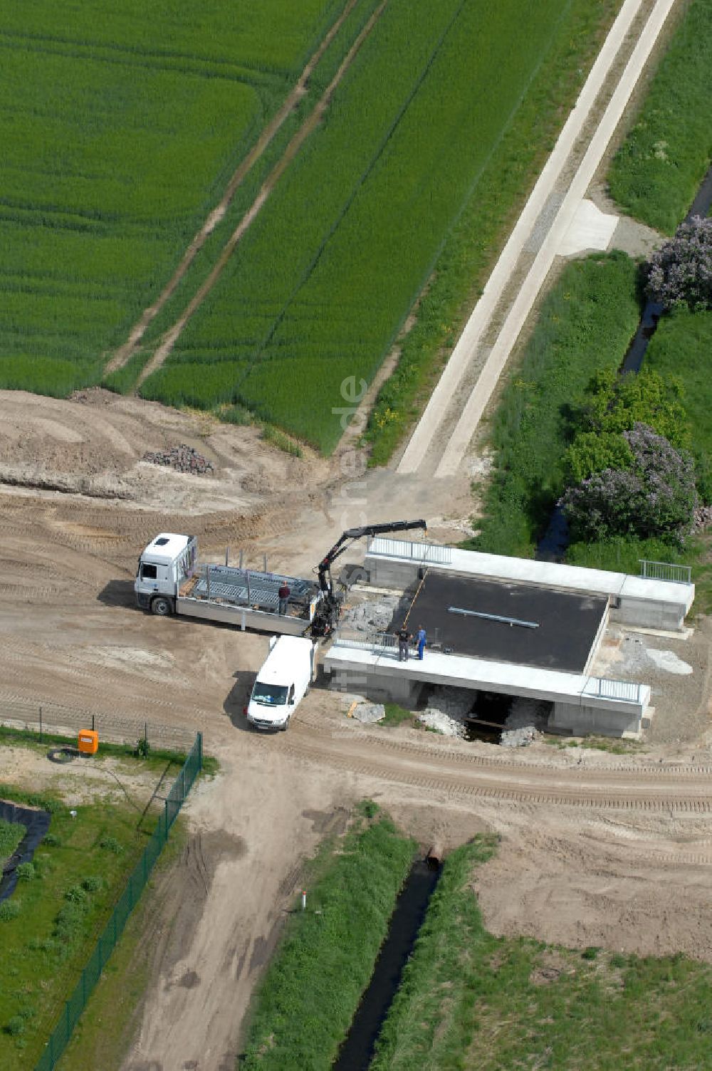 Luftbild Oebisfelde - Bau der Umgehungsstraße der B188 um Oebisfelde