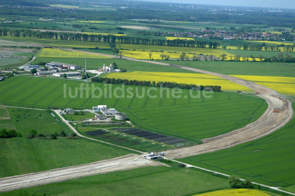 Oebisfelde von oben - Bau der Umgehungsstraße der B188 um Oebisfelde