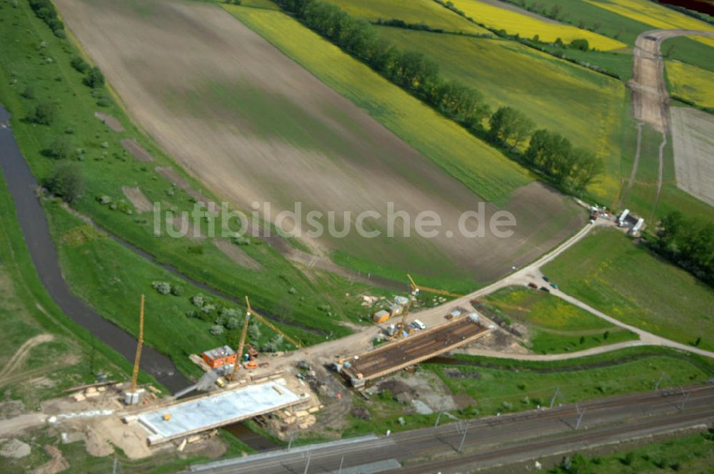 Oebisfelde von oben - Bau der Umgehungsstraße der B188 um Oebisfelde