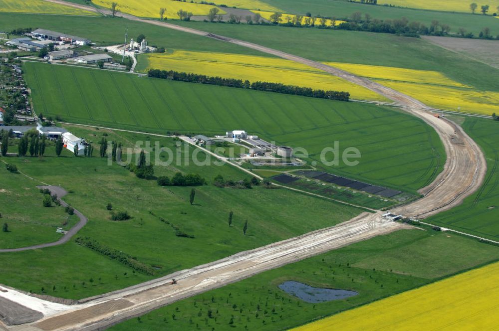 Oebisfelde von oben - Bau der Umgehungsstraße der B188 um Oebisfelde