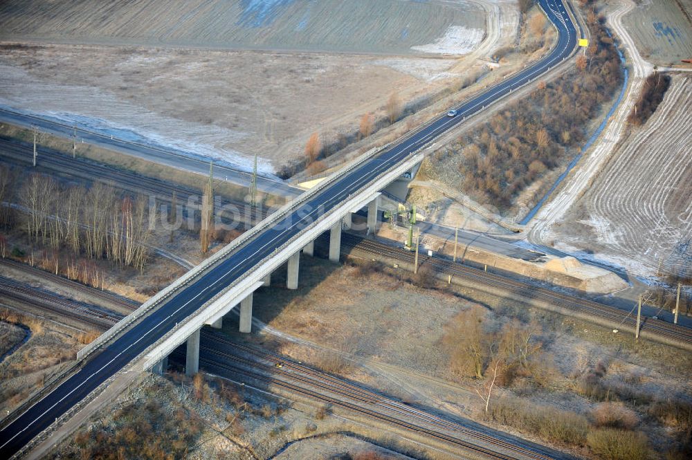 Oebisfelde von oben - Bau der Umgehungsstraße der B188 um Oebisfelde