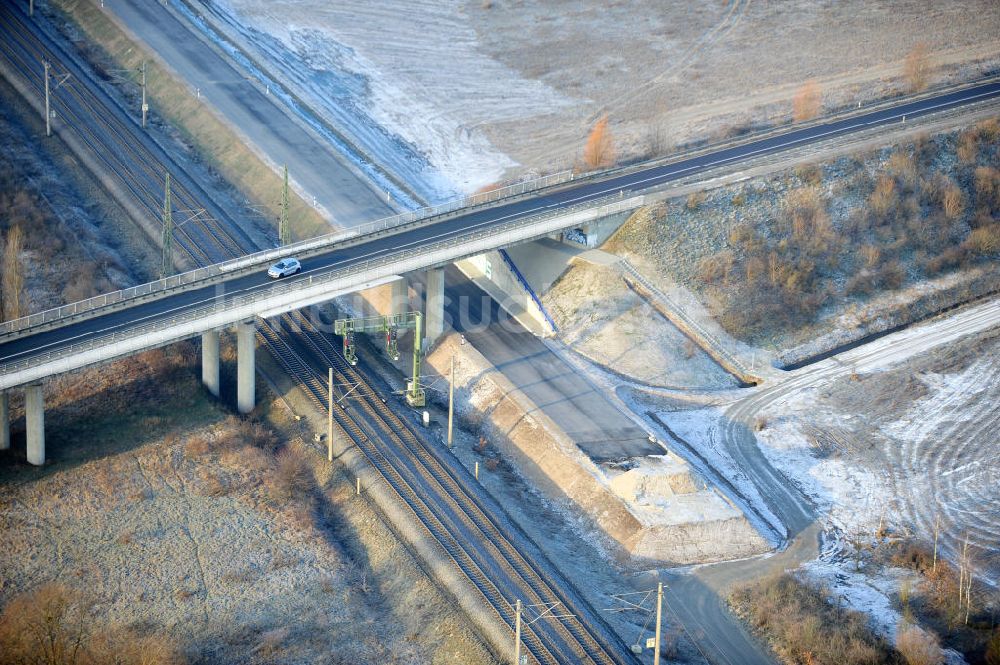 Oebisfelde aus der Vogelperspektive: Bau der Umgehungsstraße der B188 um Oebisfelde