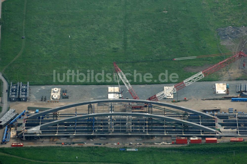 Luftbild Dresden - Bau der Waldschlösschenbrücke in Dresden