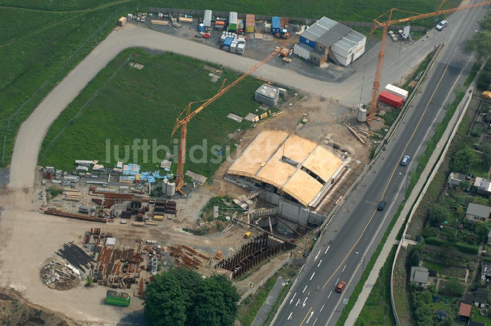 Dresden von oben - Bau der Waldschlösschenbrücke in Dresden