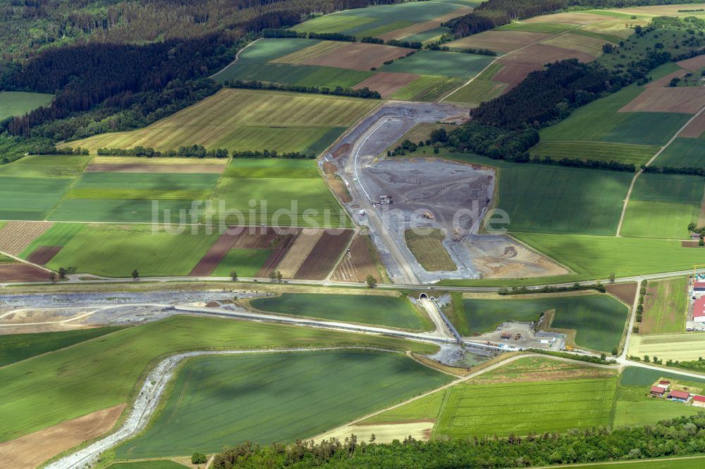 Dormettingen aus der Vogelperspektive: Bau einer Wasserleitung an der Steinfabrik Dormettingen GmbH und andere in Dormettingen im Bundesland Baden-Württemberg, Deutschland