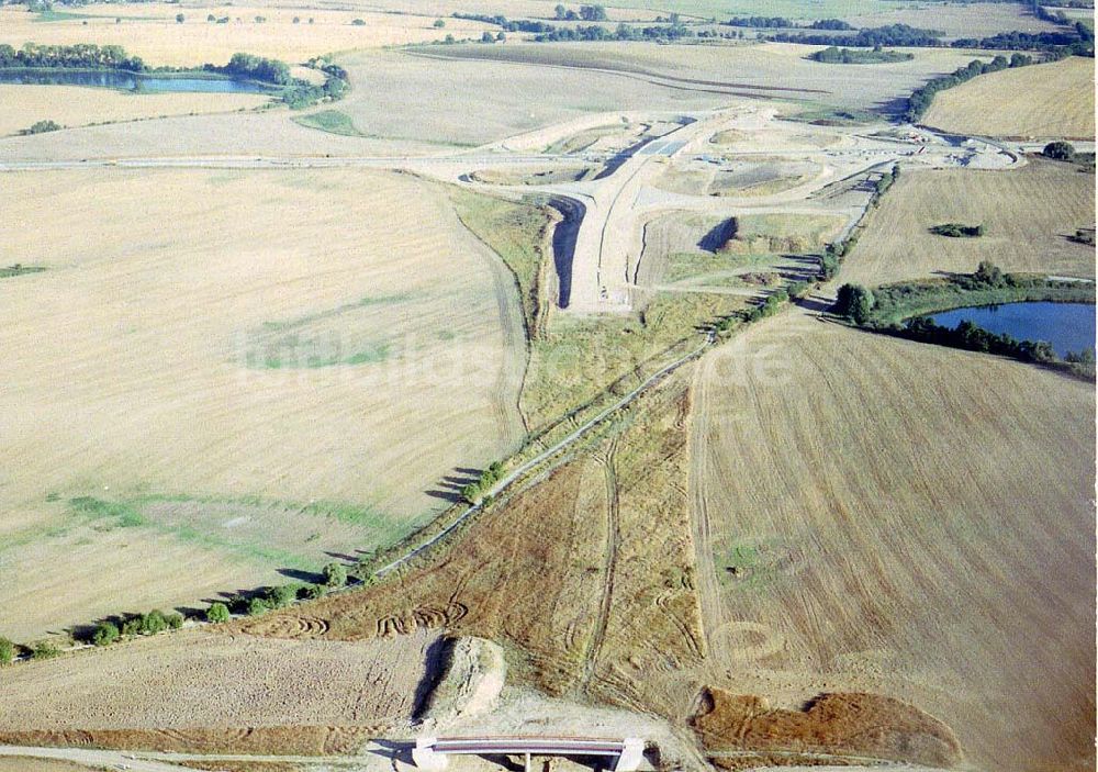 Luftbild bei Gramzow / MV - Bau der A20 im westlichen Bereich des Autobahndreieckes Gramzow / MV.