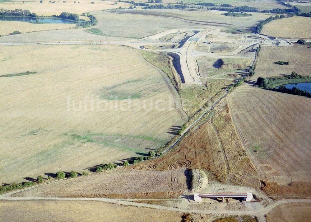 bei Gramzow / MV von oben - Bau der A20 im westlichen Bereich des Autobahndreieckes Gramzow / MV.