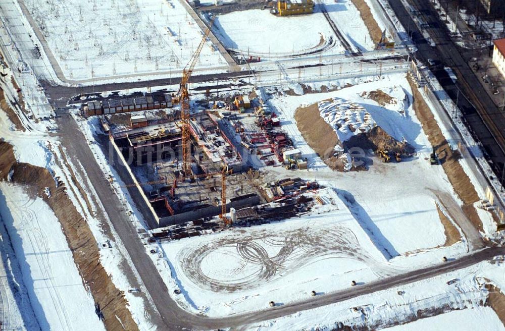 Luftaufnahme München / Bayern - Bau der Wohnanlagen in der Ackermannstraße (Ackermannbogen) in München Schwabingen am Olympiapark