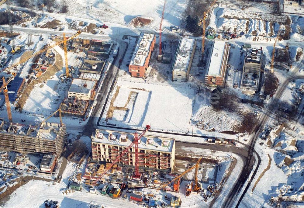 Luftbild München / Bayern - Bau der Wohnanlagen in der Ackermannstraße (Ackermannbogen) in München Schwabingen am Olympiapark