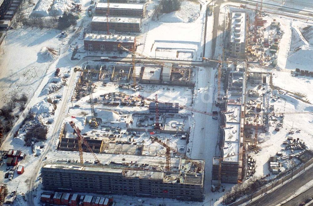 Luftaufnahme München / Bayern - Bau der Wohnanlagen in der Ackermannstraße (Ackermannbogen) in München Schwabingen am Olympiapark