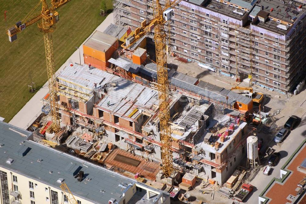 Luftaufnahme München - Bau der Wohnanlagen im Arnulfpark in München