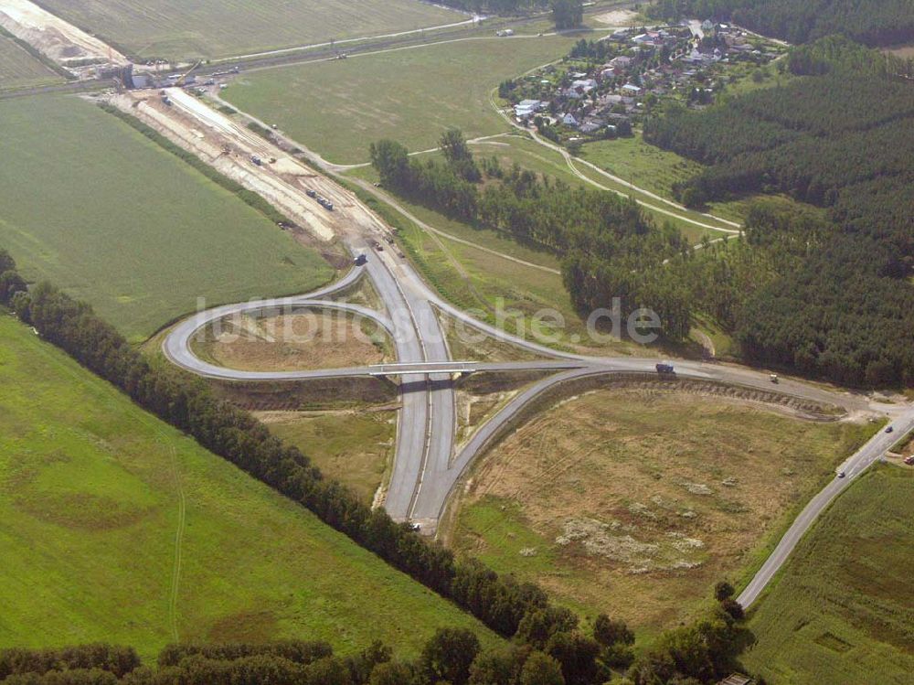 Luftbild Trebbin - Bauarbeiten an der Anschlussstelle Woltersdorf