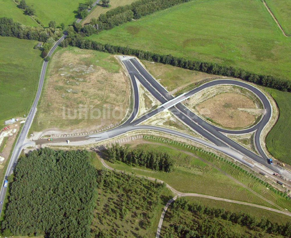 Luftbild Trebbin - Bauarbeiten an der Anschlussstelle Woltersdorf