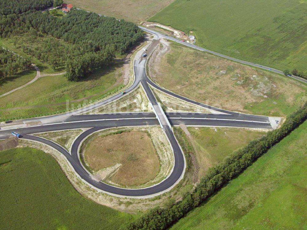 Luftbild Trebbin - Bauarbeiten an der Anschlussstelle Woltersdorf