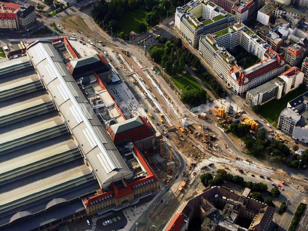 Luftaufnahme Leipzig - Bauarbeiten des Citytunnels Leipzig am Hauptbahnhof