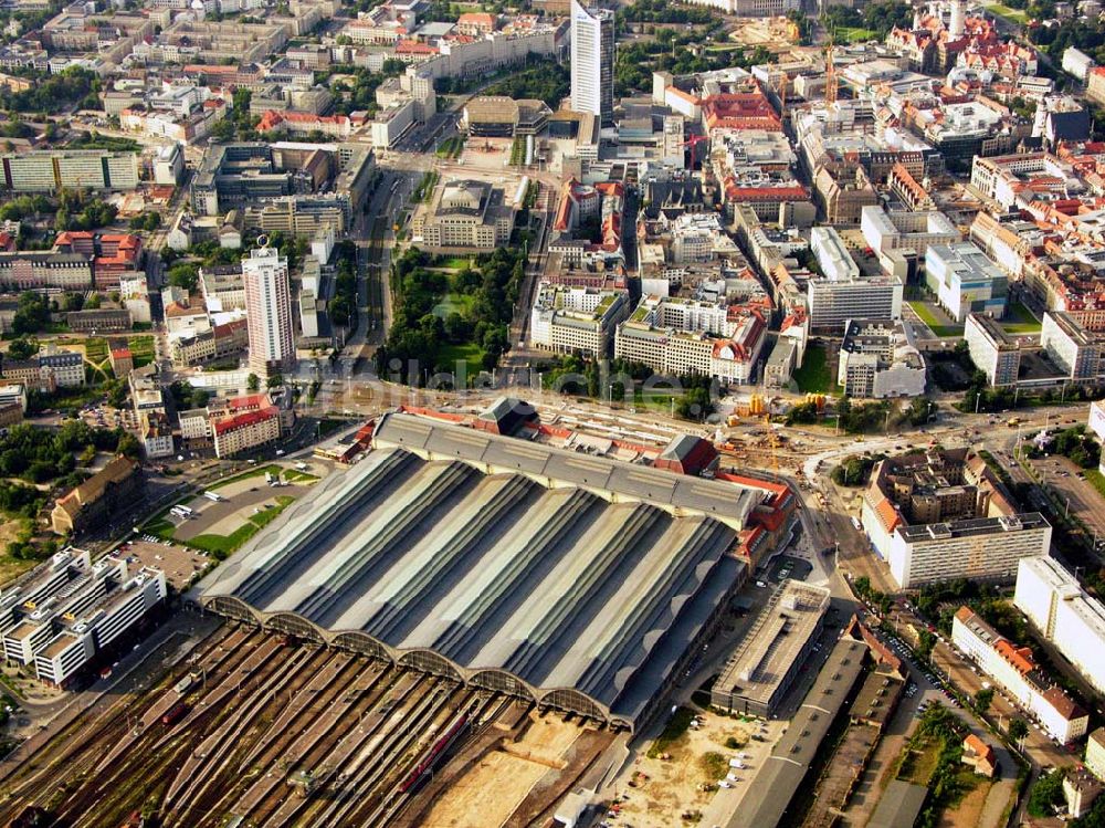 Leipzig aus der Vogelperspektive: Bauarbeiten des Citytunnels Leipzig am Hauptbahnhof