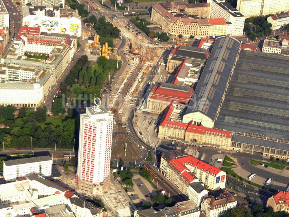 Luftbild Leipzig - Bauarbeiten des Citytunnels Leipzig am Hauptbahnhof