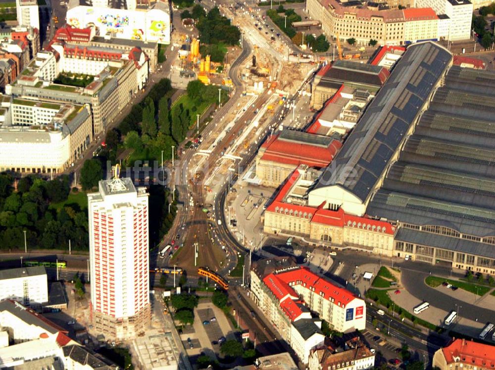 Luftaufnahme Leipzig - Bauarbeiten des Citytunnels Leipzig am Hauptbahnhof