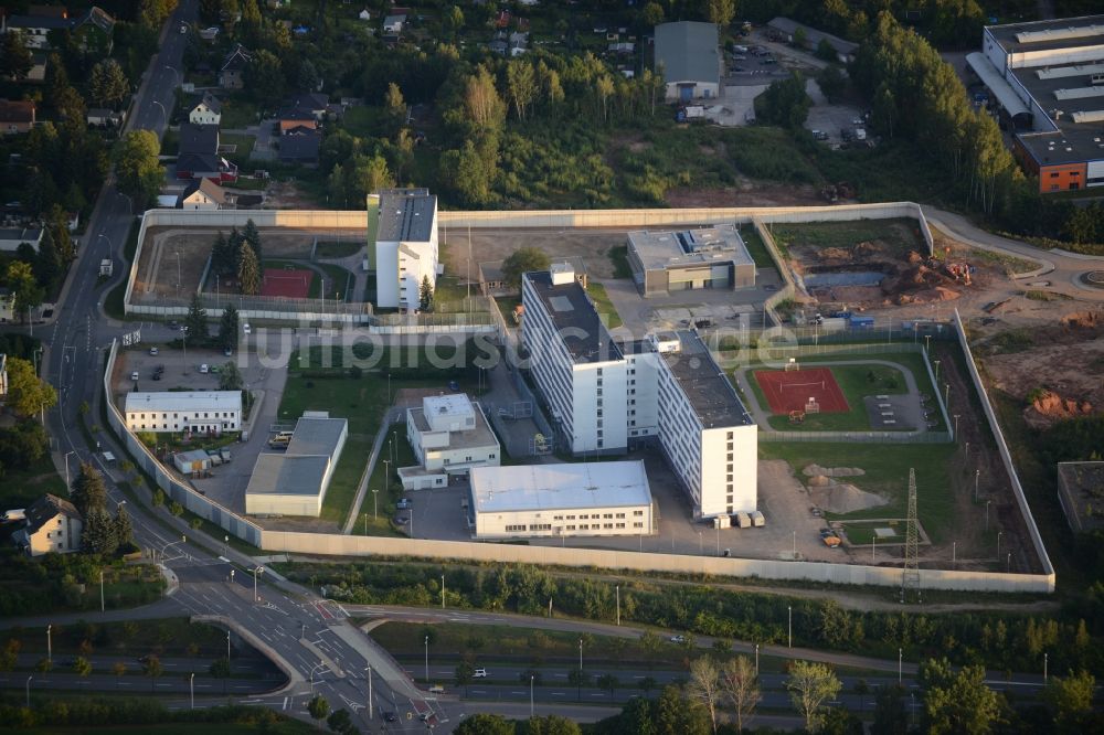 Luftbild Chemnitz - Bauarbeiten auf dem Gelände der Justizvollzugsanstalt JVA in Chemnitz im Bundesland Sachsen