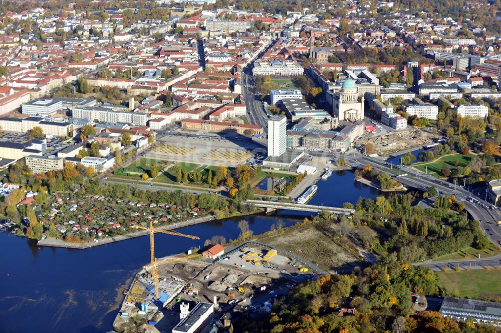 Luftbild Potsdam - Bauarbeiten in der historischen Speicherstadt von Potsdam