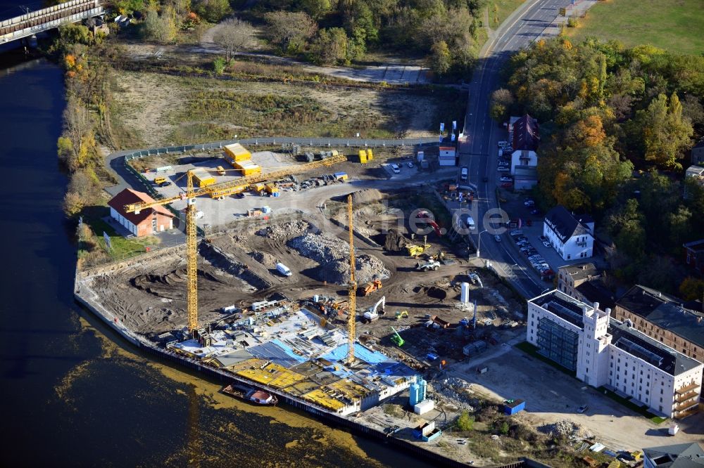 Luftbild Potsdam - Bauarbeiten in der historischen Speicherstadt von Potsdam