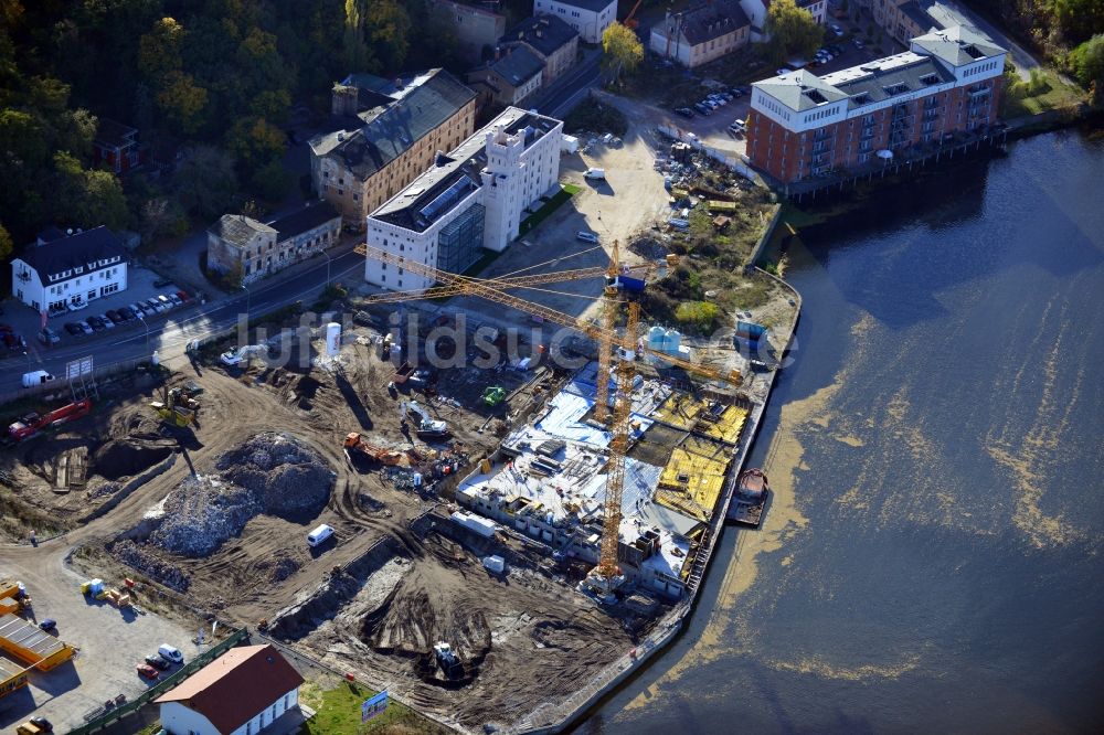 Potsdam aus der Vogelperspektive: Bauarbeiten in der historischen Speicherstadt von Potsdam