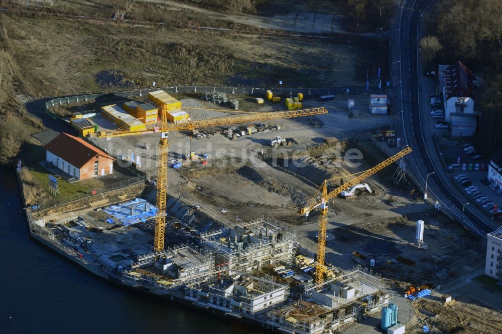 Potsdam aus der Vogelperspektive: Bauarbeiten in der historischen Speicherstadt von Potsdam