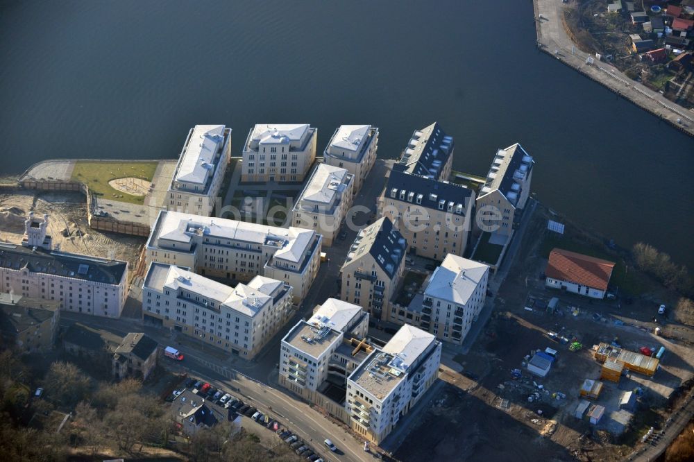 Potsdam aus der Vogelperspektive: Bauarbeiten in der historischen Speicherstadt von Potsdam im Bundesland Brandenburg