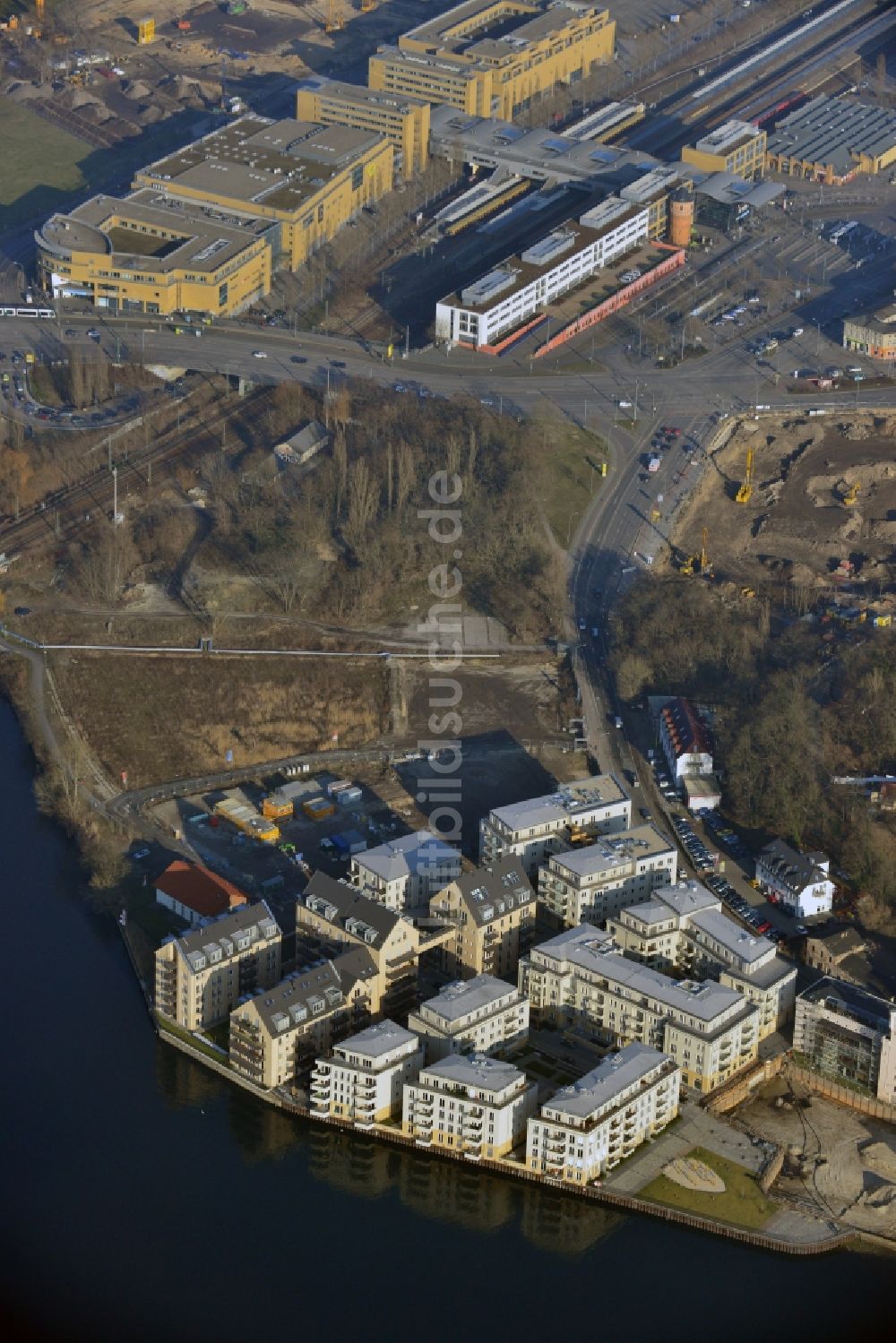 Potsdam aus der Vogelperspektive: Bauarbeiten in der historischen Speicherstadt von Potsdam im Bundesland Brandenburg