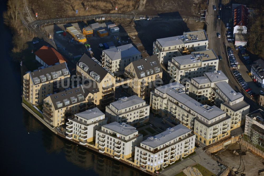 Luftbild Potsdam - Bauarbeiten in der historischen Speicherstadt von Potsdam im Bundesland Brandenburg