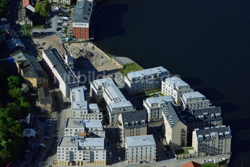 Luftaufnahme Potsdam - Bauarbeiten in der historischen Speicherstadt von Potsdam im Bundesland Brandenburg