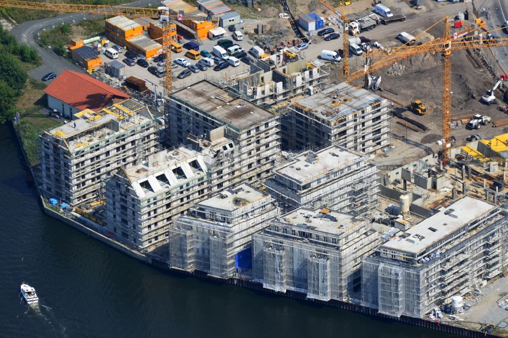 Luftbild Potsdam - Bauarbeiten in der historischen Speicherstadt von Potsdam, der Landeshauptstadt von Brandenburg