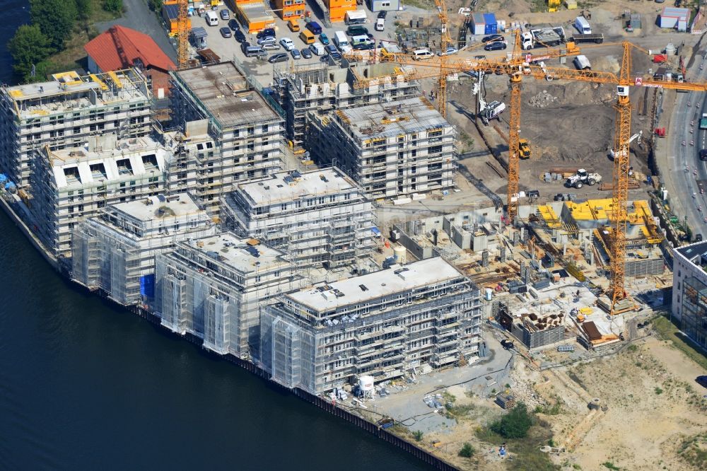 Luftaufnahme Potsdam - Bauarbeiten in der historischen Speicherstadt von Potsdam, der Landeshauptstadt von Brandenburg