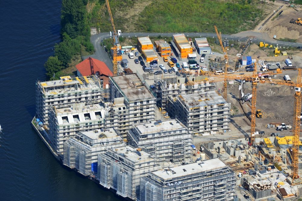 Potsdam von oben - Bauarbeiten in der historischen Speicherstadt von Potsdam, der Landeshauptstadt von Brandenburg