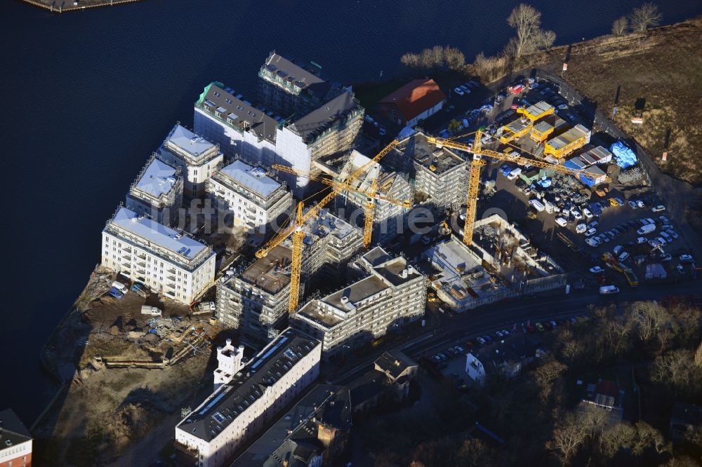 Luftbild Potsdam - Bauarbeiten in der historischen Speicherstadt von Potsdam, der Landeshauptstadt von Brandenburg