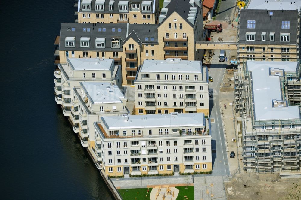 Luftbild Potsdam - Bauarbeiten in der historischen Speicherstadt von Potsdam, der Landeshauptstadt von Brandenburg